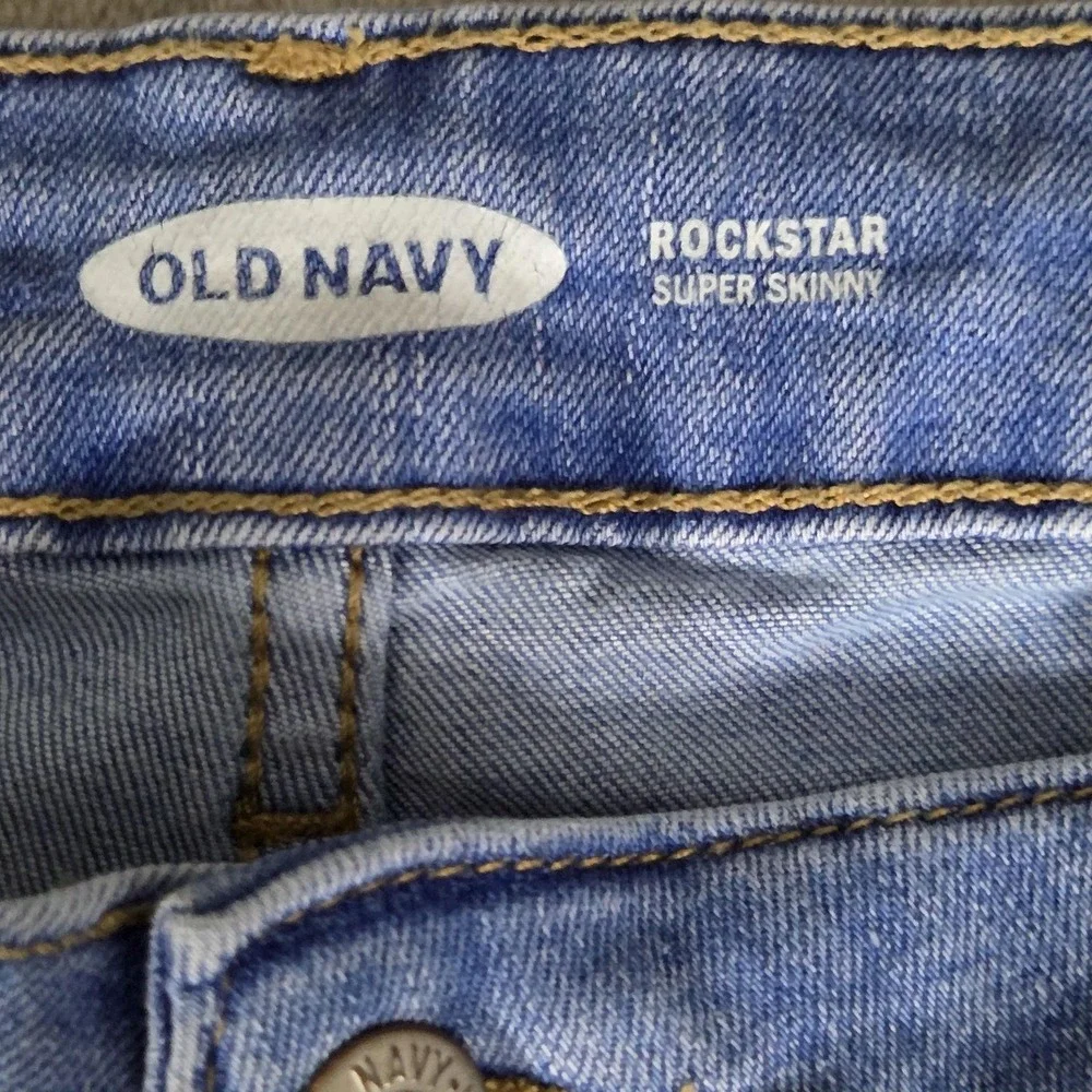 Old Navy Jeans Womens 8 Blue Light Wash Mid Rise Rockstar Super Skinny Stretch